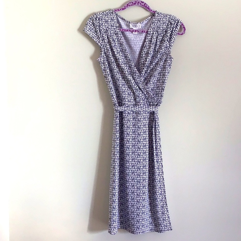 Faux wrap printed dress